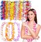 25pcs Leis for Luau Party - Colorful Hawaiian Leis Bulk Tropical Flower Lais Hawaii Decor for Summer Beach Pool Decoration Favour Supplies